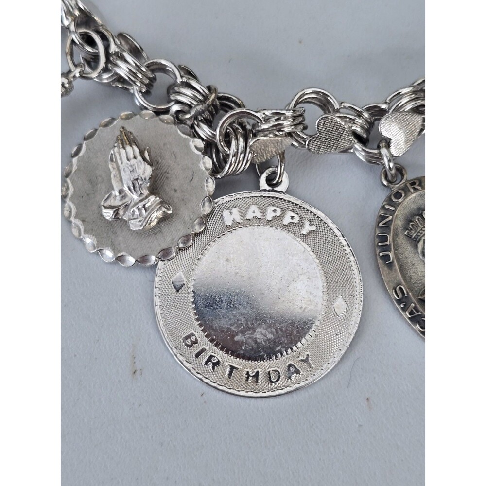 Vintage JB Jacoby Bender Sterling Silver Hearts Charm Bracelet Skater Guitar - Picture 4 of 14